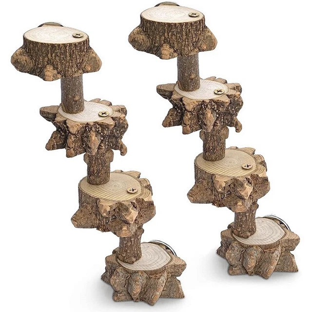 Parque infantil plataforma pájaro para periquitos, KäFig de madera natural, varillas de juego para C9Z4