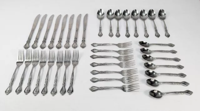 ROGERS CO Stainless Korea 38 Piece Flatware Set DREAM ROSE Pattern