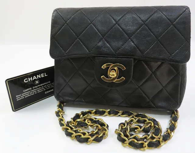 AUTH CHANEL BLACK Quilted Lambskin Leather Chain Shoulder Flap Bag #49909  $3,411.00 - PicClick