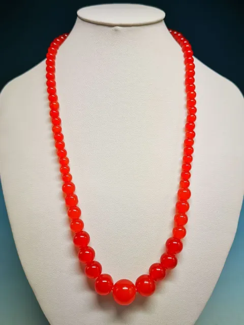 Exquisite Chinese 6-14mm Natural Red Jade Round Beads Necklace B04