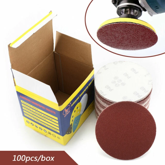 New 40 Grit 100PCS 6Inch DA Hook & Loop Sandpaper Sanding Discs Sand Sheet