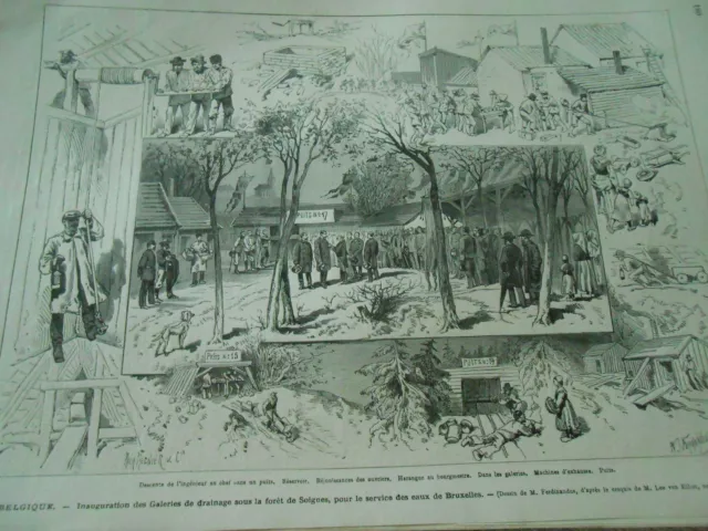 Gravure 1879  - Amsterdam Vue e l'Exposition des Fleurs