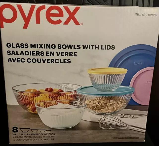 Pyrex 8-piece Sculpted Glass Mixing Bowl Set