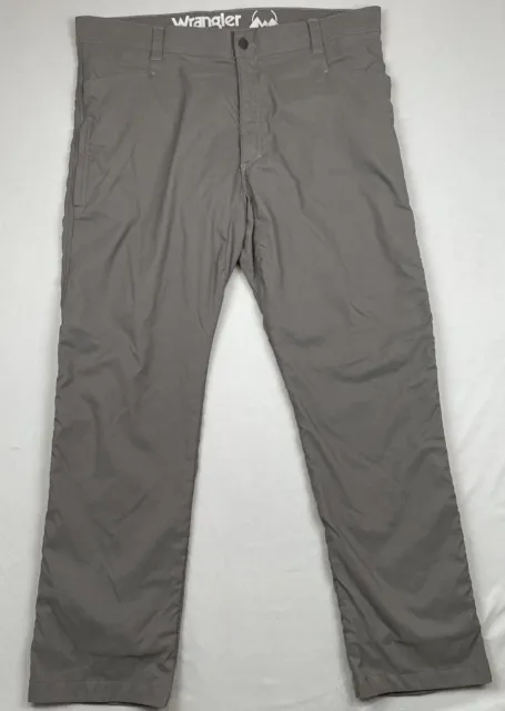 Mens Wrangler Fleece Lined Pants 42X30 Gray Flex Waist Outdoor Hiking Fishing