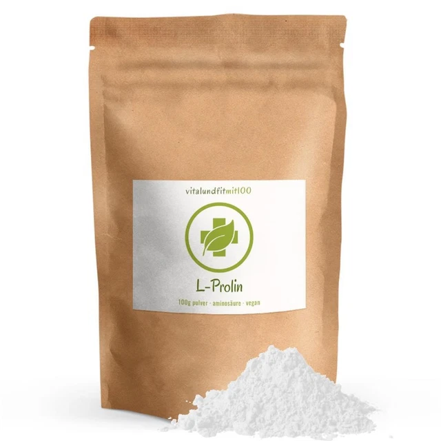 L-Prolin Polvo 100 g - Aminoácido no esencial - 100% vegano, sin gluten
