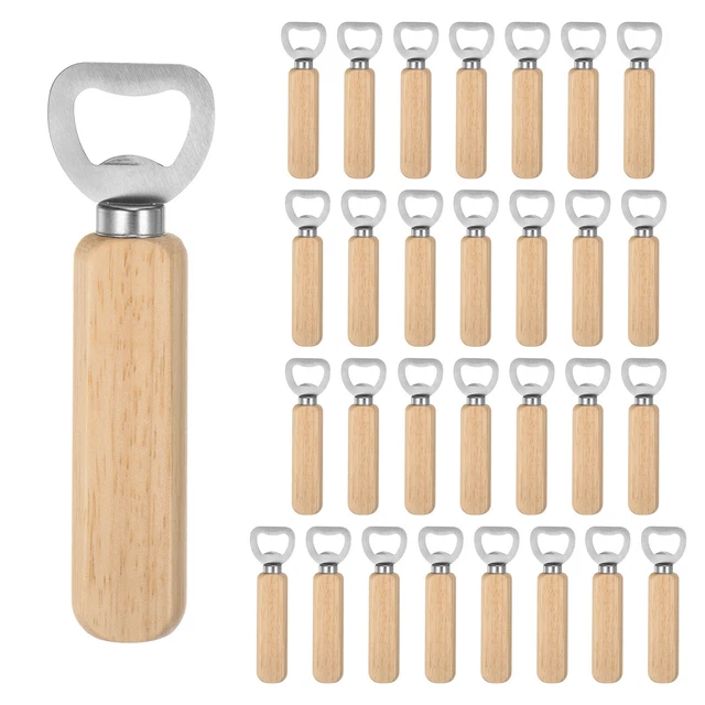 30pcs Beer Bottle Opener 5.6" Stainless Steel Opener, Wood Handle