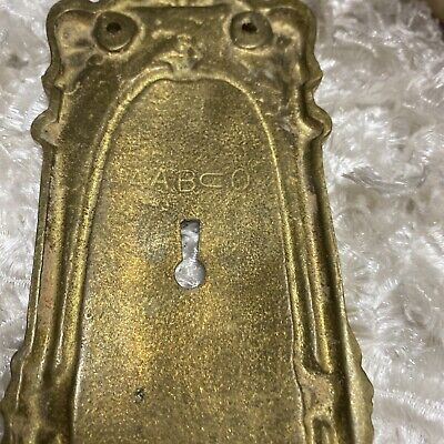 Vintage Victorian AABCo Heavy Cast Brass Ornate Entry Door Plate 12” Tall NOS 3