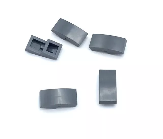 Lego 5 New Dark Bluish Gray Slope Pieces Curved 2 x 1 No Studs