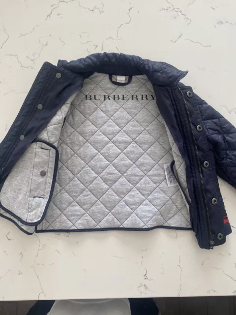 BURBERRY toddler baby boys quilted jacket Size 12 Months Logo Collar