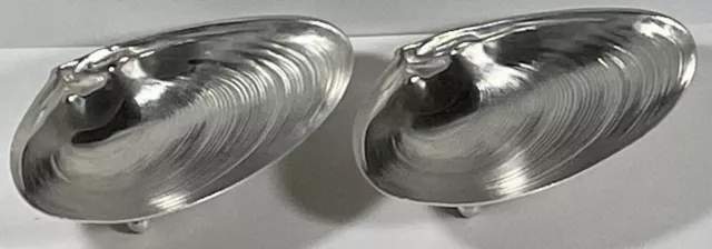 2 Sterling Silver Wallace Seashells Footed Clam Shell Nut Dish #4020