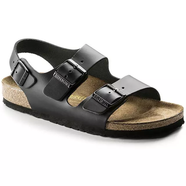 BIRKENSTOCK MENS MILANO Black Leather Cork Slide Sandals Shoes 45 BHFO ...