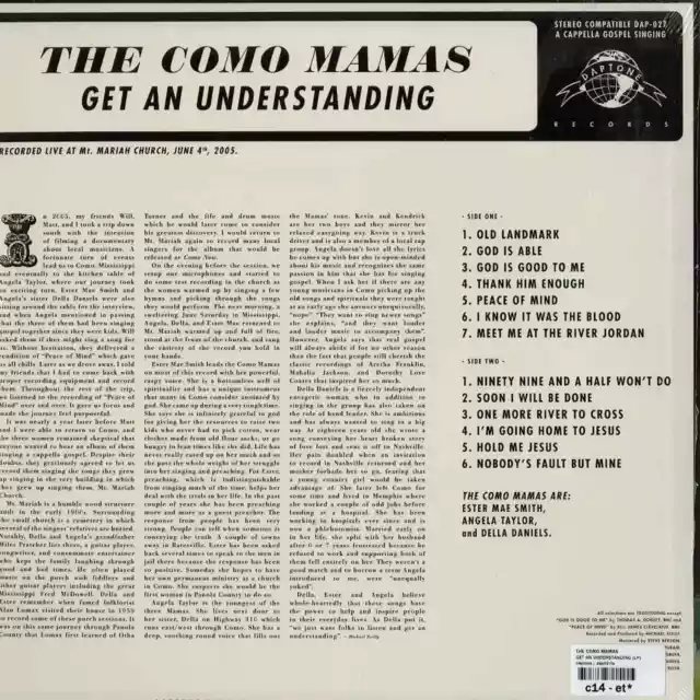 The Como Mamas / GET AN UNDERSTANDING (LP) / Daptone / dap027lp / 12 Inch LP 2