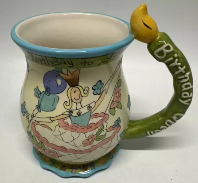 2008 Blue Sky Clayworks Coffee Cup Queen for the Day Happy Birthday Mug