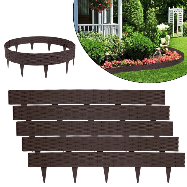 KADAX Palizzata da giardino con bordo in legno 185 cm