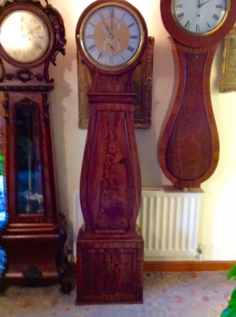 19th Century Scottish Mahogany Drumhead longcase grandfather clock