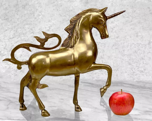 Vintage Hollywood Regency Brass Unicorn Horse Sculpture 2