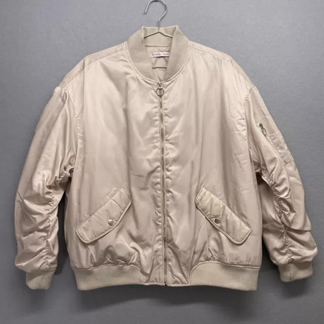 Sincerely Jules Jacket Womens Medium Cream Bomber Flight Military Zip Up