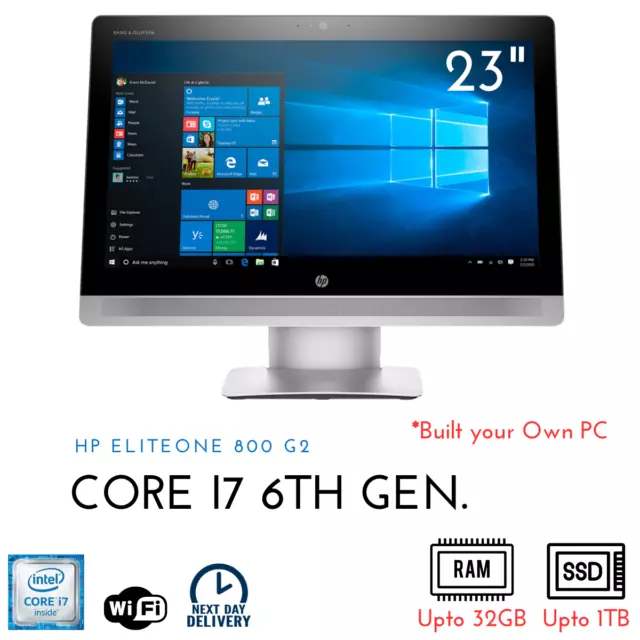 FAST HP AIO 23" INTEL QUAD CORE i7 Desktop Computer PC 32GB 1TB SSD WIN11 WIFI