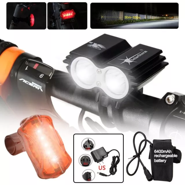 Cycling MTB 10000LM Light Bicycle Bike LED Front Light Rechargeable Headlight UK