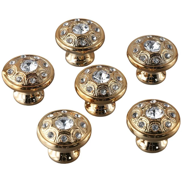 Gold Drawer Pulls Diamond Dresser Knob Cabinet Knobs  Closet Cupboard Door