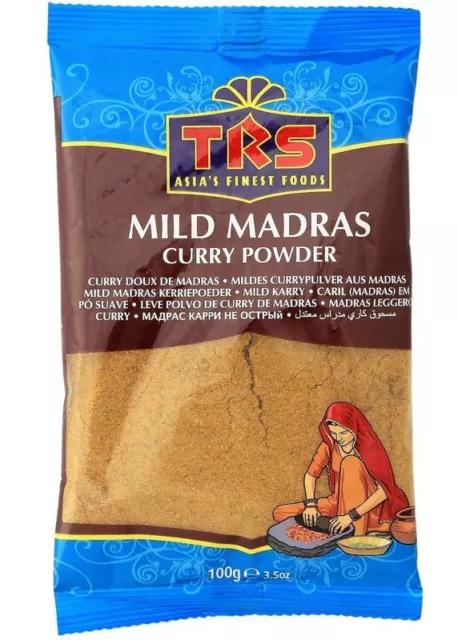 10er Pack - TRS Mildes Currypulver aus Madras (10x100g) MILD Madras Curry Powder