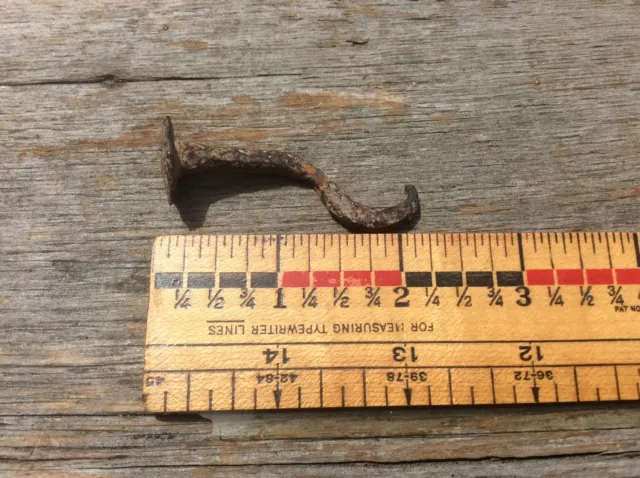 Primitive Hand Forged Hooked Square Nail , Unique Rustic Piece