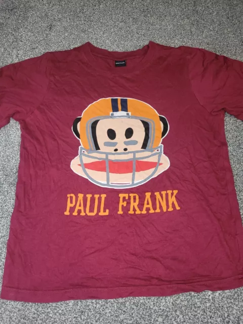 Paul Frank Logo Maroon Red T Shirt Julius Monkey With Helmet Rare Kids Boys