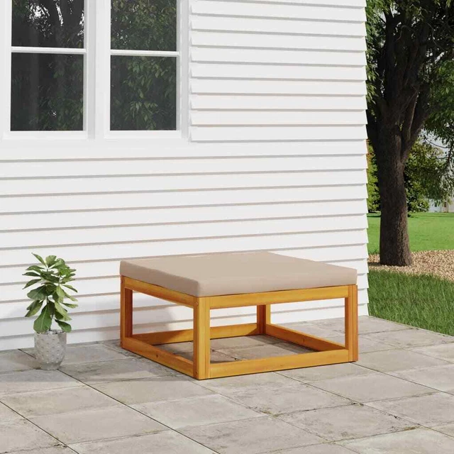 Patio Footrest with Taupe Cushion Solid Wood Acacia vidaXL
