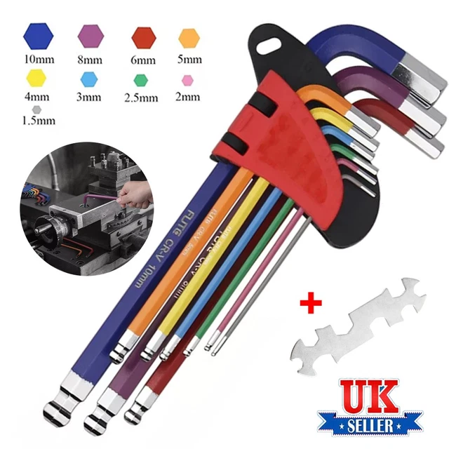 9pc Allen Key Set Color Coded 9-Piece Ball End Allen Key Set - Metric ...