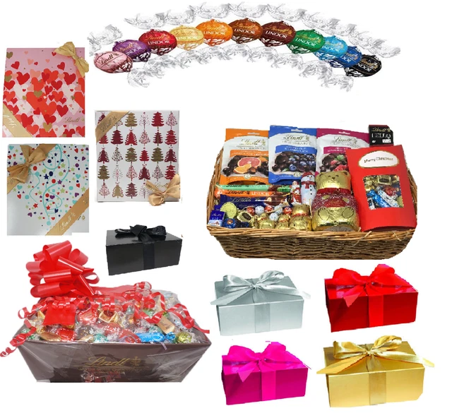 LINDT LINDOR ASSORTED Truffles Chocolate Gift Hamper Basket Christmas ...