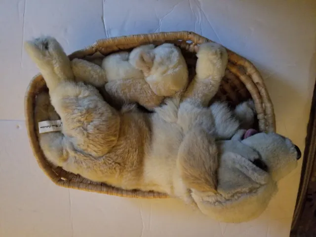 Yellow Lab/Golden Retriever And Pup In Basket J.misa Plush