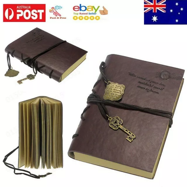 Retro Leather Bound Blank Pages Sketchbook Diary Classic Notebook Journal AU