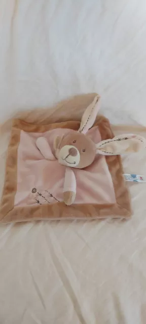 Nicotoy Simba Toys Doudou Lapin Plat Beige Rose Marron Croix Echarpe Neuf