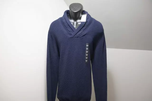 Sean John Shawl Neck Sweater Knitted Dark Blue Long Sleeve Mens Size 3XL NWT 3