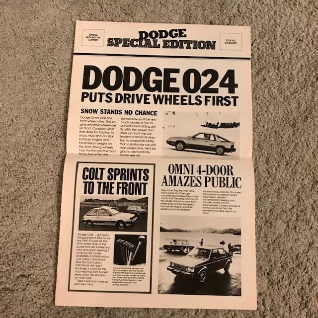 1979 (?) Dodge Omni 024 8-page mailer brochure. GC.