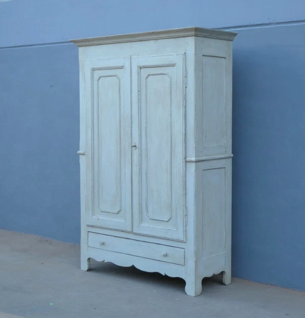 Armadio stipo due ante piemontese laccato Shabby Chic, fine '800 - L 141 cm!