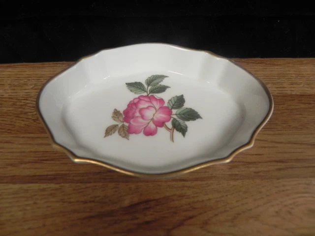 Vintage WEDGEWOOD Bone China England CHARNWOOD FLORAL TRINKET TRAY GOLD TRIM