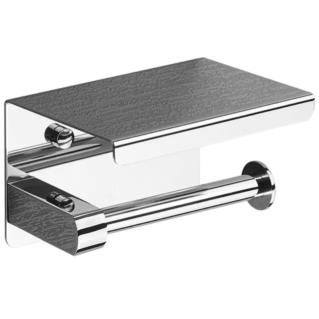 304 Stainless Steel Toilet  Holder with Phone Shelf, Bathroom Tissue9653