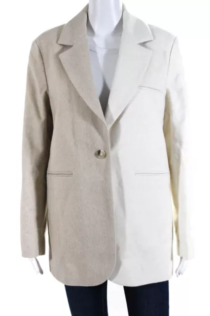 Something Navy Womens Two Tone Classic Blazer Jacket Beige Ivory Size Large