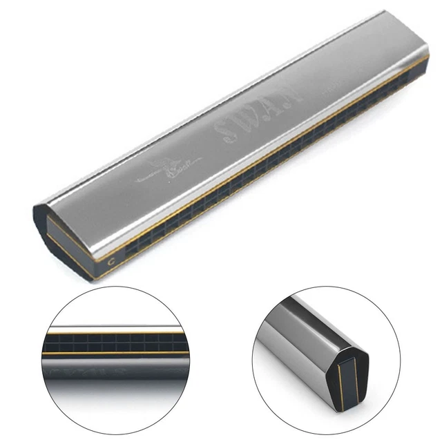 24 trous Harmonica organe bouche métal durable corps roseaux métal acier inoxy