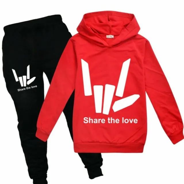 Kids Share the love Hoodie Jumper Tops Pants Outfits Sets Boys Tracksuit Youtube 7