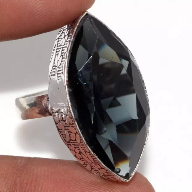 925 SILVER PLATED-BLACK Spinel Ethnic Gemstone Ring Jewelry US Size-8 ...