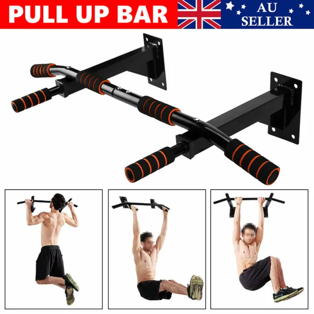 Chin Pull Up Bar Home Gym Exercise Body Fitness Workout Wall Mounted Equipment