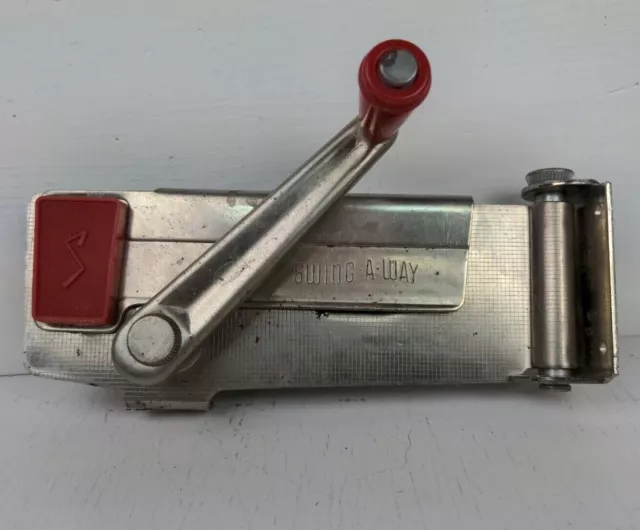 Vintage Can Opener Swing-A-Way Wall Mount Red Silver