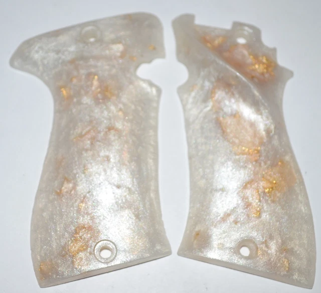 Custom Pearl & Gold Leaf Pistol Grips For Taurus PT38 S Super - Fancy Handgun Upgrade-1103977