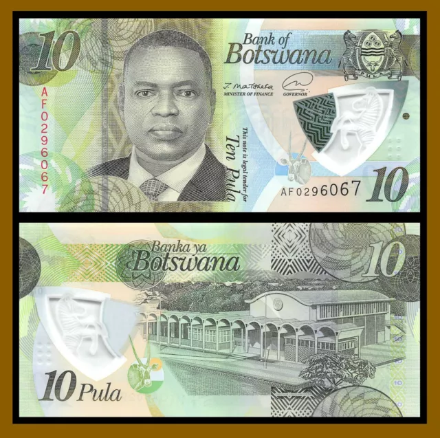 Botswana 10 Pula, 2020 (2021) P-New Polymer Mokgweetsi Masisi Banknote Unc