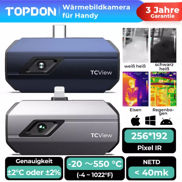 TOPDON TC001/TC002 IR termocamera a infrarossi 256x192 pixel per  Android/IOS EUR 255,28 - PicClick IT