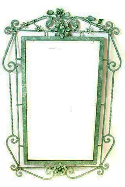 1950s Wrought Iron Floral Scrolled Wall Mirror