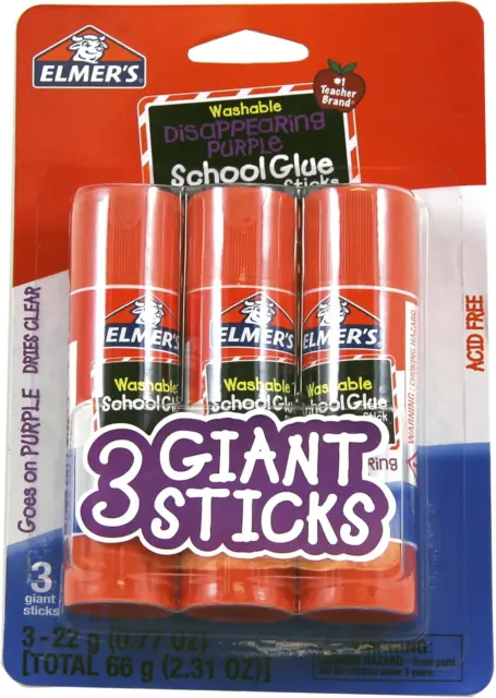 Elmer'S Disappearing Purple School Glue Sticks, Washable, 6 Grams