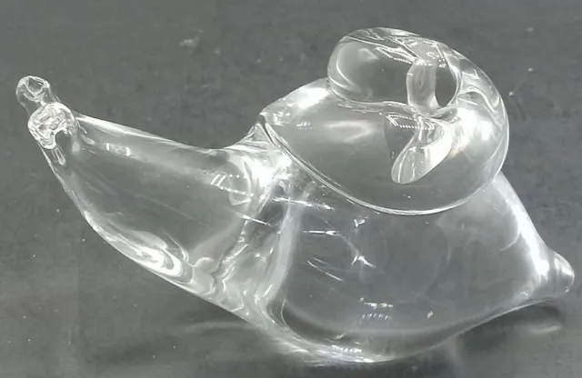 Beautiful Clear Art Glass Snail Figurine Paperweight No Bubbles Signed